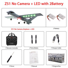 Load image into Gallery viewer, RC AirCrafts Z51 with 2MP HD Camera or No Camera 20 Minutes Fligt Time Gliders With LED Hand Throwing Wingspan Foam Plane