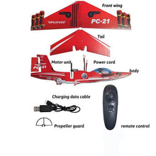 Load image into Gallery viewer, RC AirCrafts Electric Airplane PC-21 Assemble EPP Foam Novice Remote Control LED Plane 150m Glider 2.4G RC Fighter Model Diy Toy for Kids
