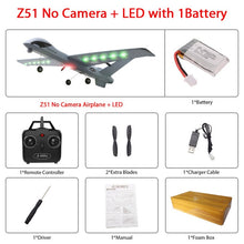 Load image into Gallery viewer, RC AirCrafts Z51 with 2MP HD Camera or No Camera 20 Minutes Fligt Time Gliders With LED Hand Throwing Wingspan Foam Plane
