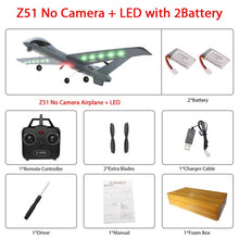 Load image into Gallery viewer, RC AirCrafts Z51 with 2MP HD Camera or No Camera 20 Minutes Fligt Time Gliders With LED Hand Throwing Wingspan Foam Plane
