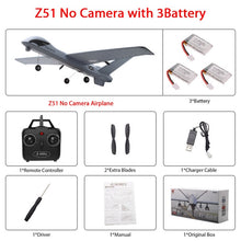 Load image into Gallery viewer, RC AirCrafts Z51 with 2MP HD Camera or No Camera 20 Minutes Fligt Time Gliders With LED Hand Throwing Wingspan Foam Plane
