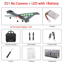 Load image into Gallery viewer, RC AirCrafts Z51 with 2MP HD Camera or No Camera 20 Minutes Fligt Time Gliders With LED Hand Throwing Wingspan Foam Plane
