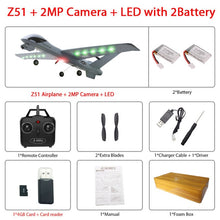 Load image into Gallery viewer, RC AirCrafts Z51 with 2MP HD Camera or No Camera 20 Minutes Fligt Time Gliders With LED Hand Throwing Wingspan Foam Plane
