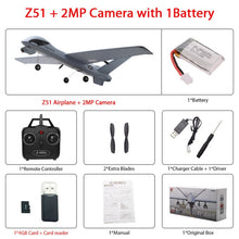 Load image into Gallery viewer, RC AirCrafts Z51 with 2MP HD Camera or No Camera 20 Minutes Fligt Time Gliders With LED Hand Throwing Wingspan Foam Plane
